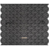 Corded Raschel Lace Panel with Finished Edges - Black Fan Palm Scallops