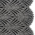 Corded Raschel Lace Panel with Finished Edges - Black Fan Palm Scallops