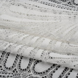 Corded Raschel Lace Panel with Finished Edges - Ivory Fan Palm Scallops