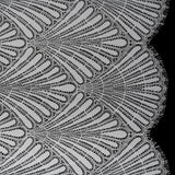 Corded Raschel Lace Panel with Finished Edges - Ivory Fan Palm Scallops