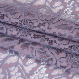 Corded Raschel Lace Panel with Finished Edges - Lavender and Sky Blue All-Over Flowers and Leaves