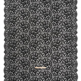 Corded Raschel Lace Panel with Finished Edges - Black All-Over Flowers and Leaves