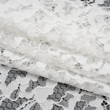 Corded Raschel Lace Panel with Finished Edges - Ivory All-Over Flowers and Leaves