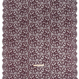 Corded Raschel Lace Panel with Finished Edges - Burgundy and Navy All-Over Flowers and Leaves