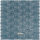 Corded Raschel Lace Panel with Finished Edges - Dark Teal and Navy All-Over Flowers and Leaves