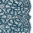 Corded Raschel Lace Panel with Finished Edges - Dark Teal and Navy All-Over Flowers and Leaves