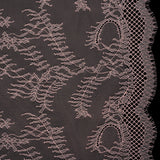 Raschel Lace Panel with Finished Edges - Blossom Pink Delicate Leafy Vines on Net