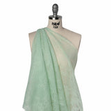 Raschel Lace Panel with Finished Edges - Dusty Aqua Delicate Leafy Vines on Net