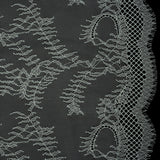 Raschel Lace Panel with Finished Edges - Dusty Aqua Delicate Leafy Vines on Net