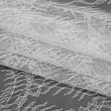 Raschel Lace Panel with Finished Edges - Ivory Delicate Leafy Vines on Net