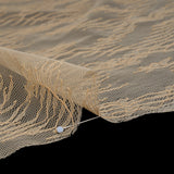 Raschel Lace Panel with Finished Edges - Buff Delicate Leafy Vines on Net