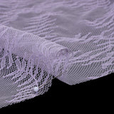 Raschel Lace Panel with Finished Edges - Lavender Delicate Leafy Vines on Net