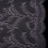 Raschel Lace Panel with Finished Edges - Lavender Delicate Leafy Vines on Net