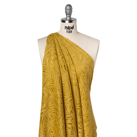 Stretch Raschel Lace with Finished Edges - Rich Gold Flying Fans