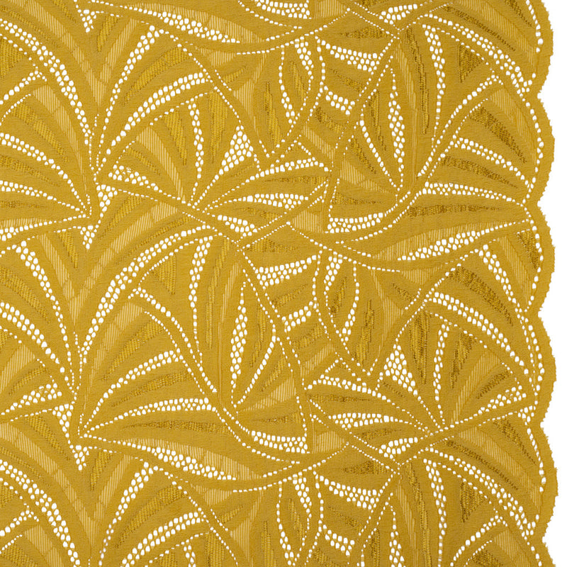 Stretch Raschel Lace with Finished Edges - Rich Gold Flying Fans