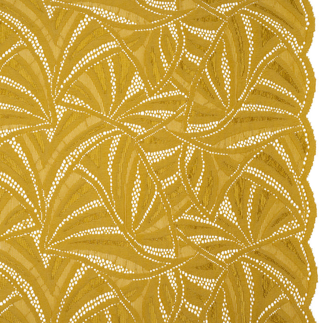 Stretch Raschel Lace with Finished Edges - Rich Gold Flying Fans