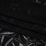 Stretch Raschel Lace with Finished Edges - Black Flying Fans