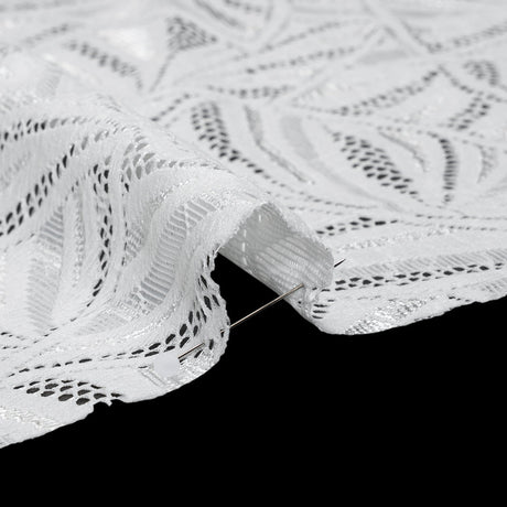 Stretch Raschel Lace with Finished Edges - Ivory Flying Fans
