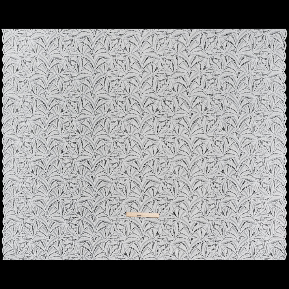 Stretch Raschel Lace with Finished Edges - Ivory Flying Fans