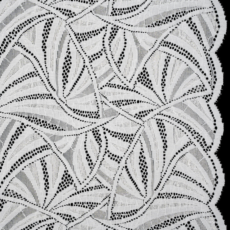 Stretch Raschel Lace with Finished Edges - Ivory Flying Fans