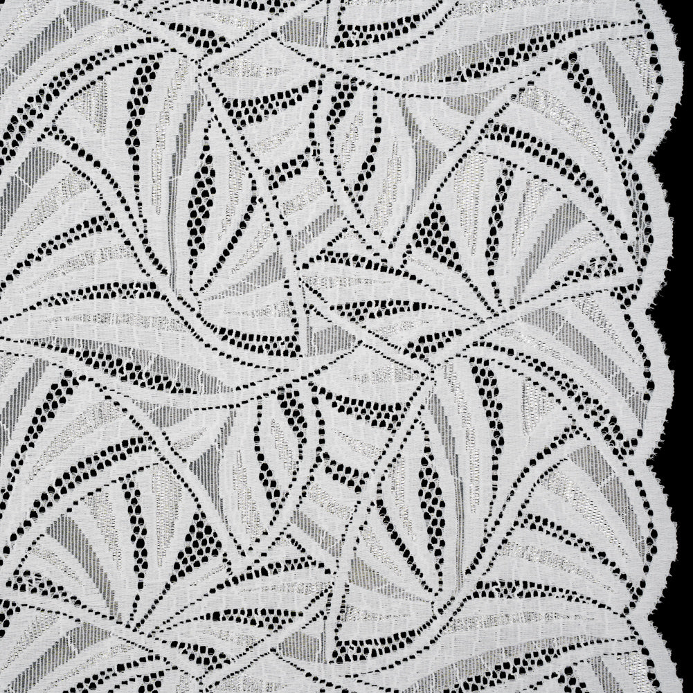 Stretch Raschel Lace with Finished Edges - Ivory Flying Fans