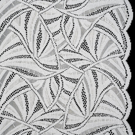 Stretch Raschel Lace with Finished Edges - Ivory Flying Fans