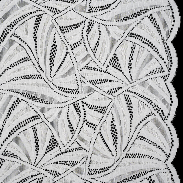 Stretch Raschel Lace with Finished Edges - Ivory Flying Fans