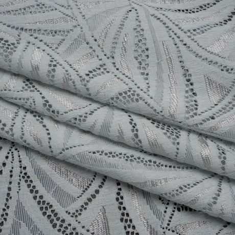 Stretch Raschel Lace with Finished Edges - Silver Flying Fans