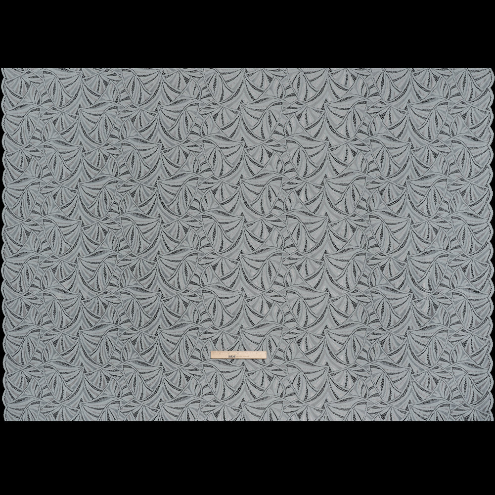 Stretch Raschel Lace with Finished Edges - Silver Flying Fans
