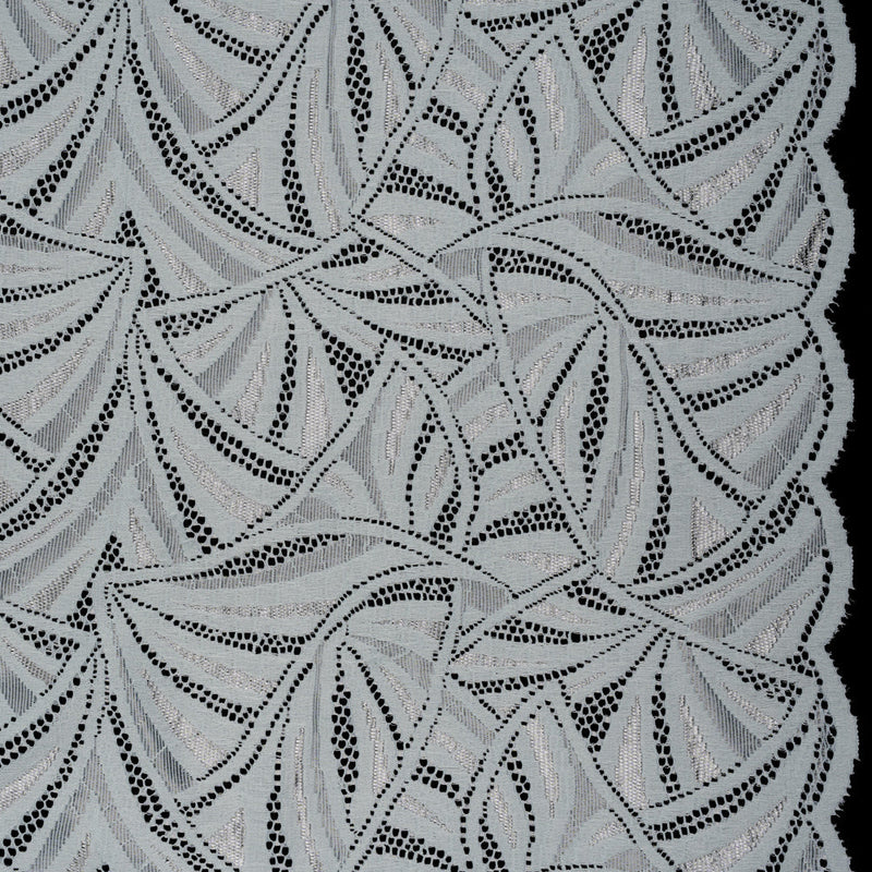 Stretch Raschel Lace with Finished Edges - Silver Flying Fans