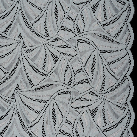 Stretch Raschel Lace with Finished Edges - Silver Flying Fans