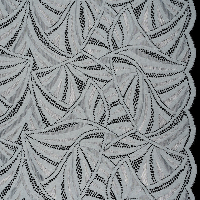 Stretch Raschel Lace with Finished Edges - Silver Flying Fans