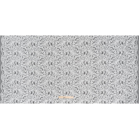 Stretch Raschel Lace with Metallic Spots - Silver and Ivory Fancy Leaves and Flowers