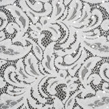 Stretch Raschel Lace with Metallic Spots - Silver and Ivory Fancy Leaves and Flowers