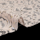 Stretch Raschel Lace with Metallic Spots - Blush and Gold Fancy Leaves and Flowers