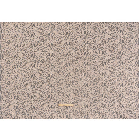 Stretch Raschel Lace with Metallic Spots - Blush and Gold Fancy Leaves and Flowers