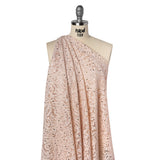 Stretch Raschel Lace with Metallic Spots - Blush and Gold Fancy Leaves and Flowers