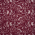 Stretch Raschel Lace with Metallic Spots - Burgundy Fancy Leaves and Flowers