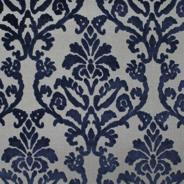 Klume Damask Chenille Fabric - Linen Look Base, 56" Width (1 Yard)
