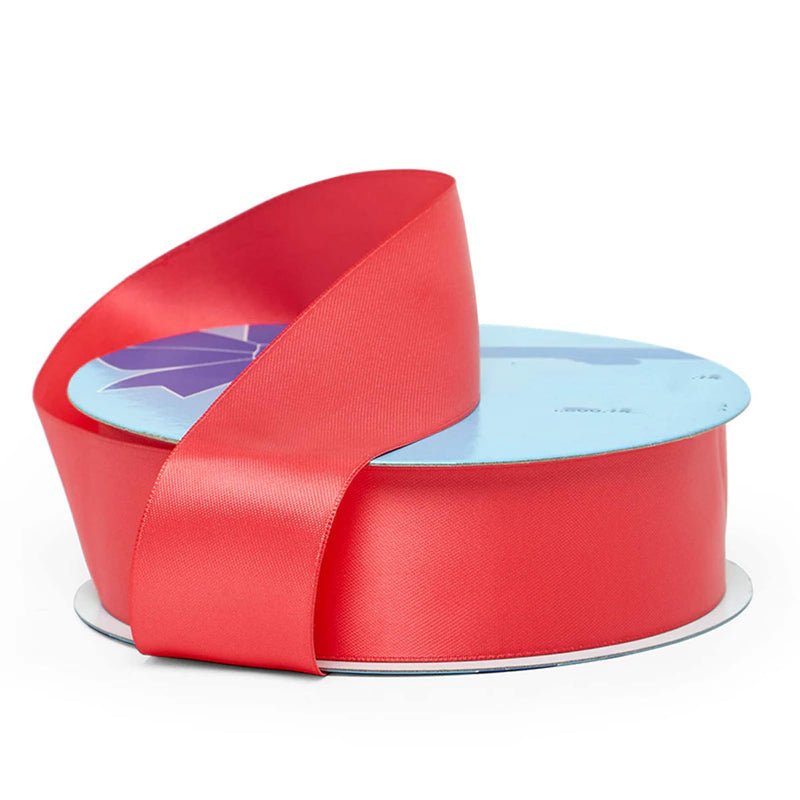 Silky Solid Shade Ribbon Roll 7/8 '' X 100 yd Single Faced 1 / roll Poppy Red