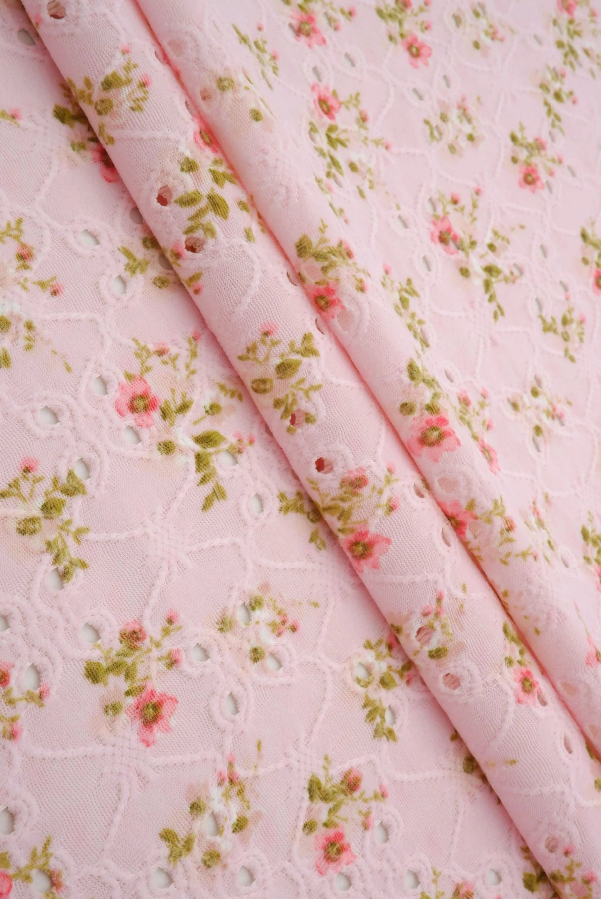 DTY Knit Jacquard Eyelet Ditsy Print Fabric 58/60" Wide Soft Polyester Spandex