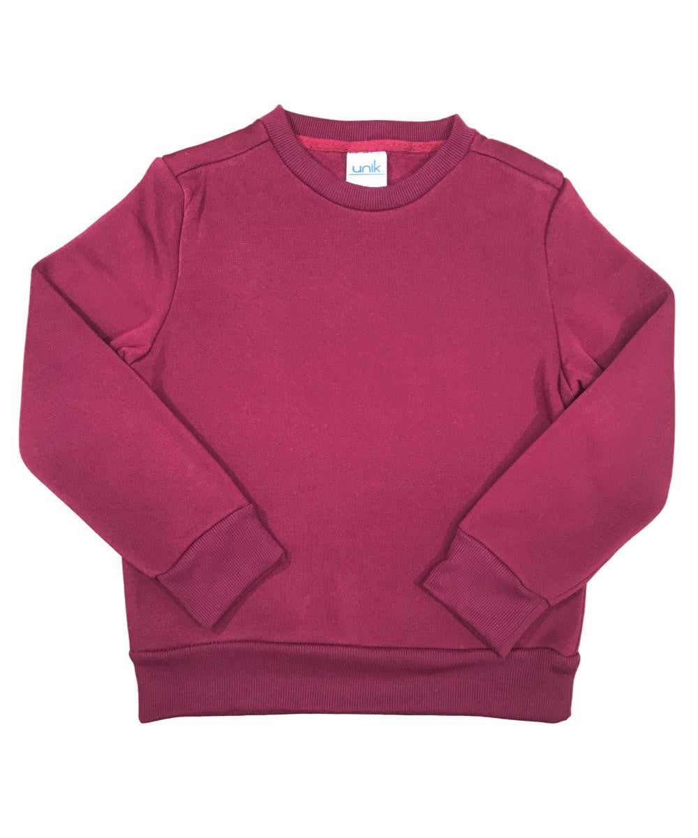 Fleece Crew Neck Fleece Fabric - Light Grey, Burgundy, Navy, Dark Grey, Black, Crew Neck, Boys Uniform (1 Piece)