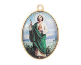 1 Inch x 1.75 Inch Gold 2 Sided Oval Frame St Judas Charm Pendant Pack of 12