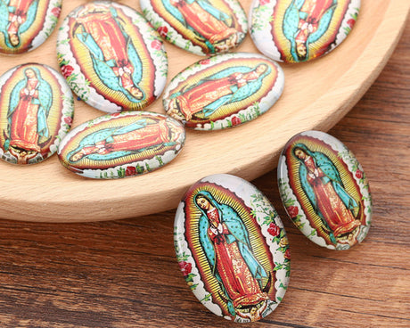 1.25" x 1.5" Guadalupe Oval Dome Shaped Flatback Charm - Pack of 50