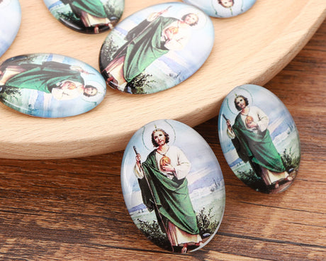 1.25" x 1.5" St. Judas Oval Dome Shaped Flatback Charm - Pack of 50