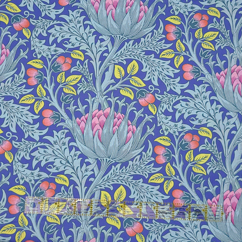 Quilting Cotton Kaffe Fassett x The Original Morris & Co. Floral Artichoke Blue 100% Cotton
