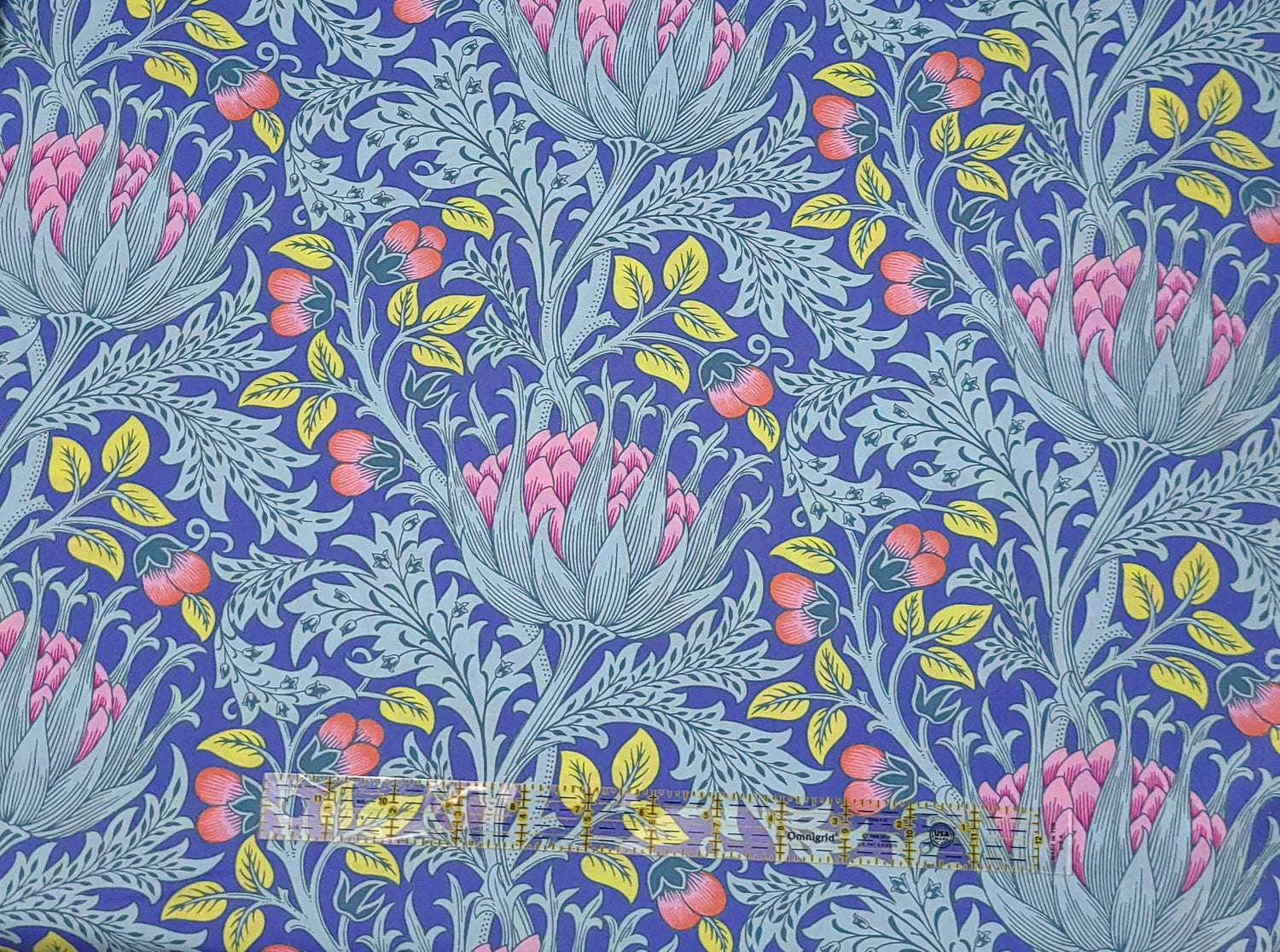 Quilting Cotton Kaffe Fassett x The Original Morris & Co. Floral Artichoke Blue 100% Cotton