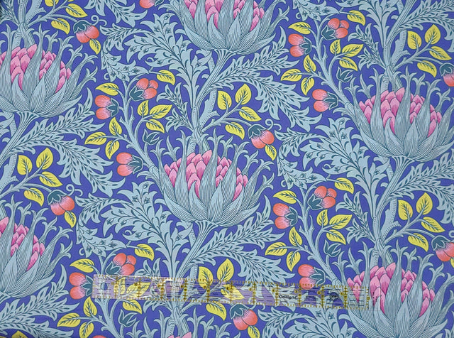 Quilting Cotton Kaffe Fassett x The Original Morris & Co. Floral Artichoke Blue 100% Cotton