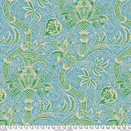 Quilting Cotton Kaffe Fassett x Morris & Co. Floral Indian Aqua