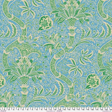Quilting Cotton Kaffe Fassett x Morris & Co. Floral Indian Aqua